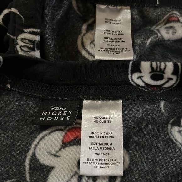 DISNEY MICKEY MOUSE Womens 2pc Black Velour Pajama Set Size Medium NWOT - Picture 6 of 8